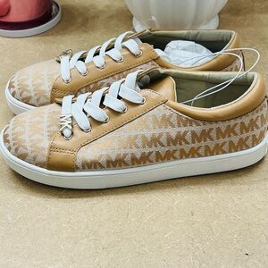 Michael Kors Beige and White Logo Sneakers
